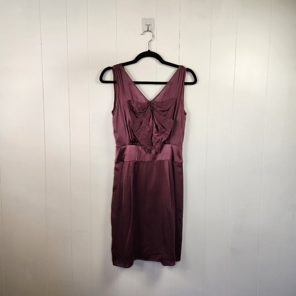 Milly Purple Sleeveless Knee Length Shift Dress Bow 100% Silk Formal Party - Picture 4 of 11